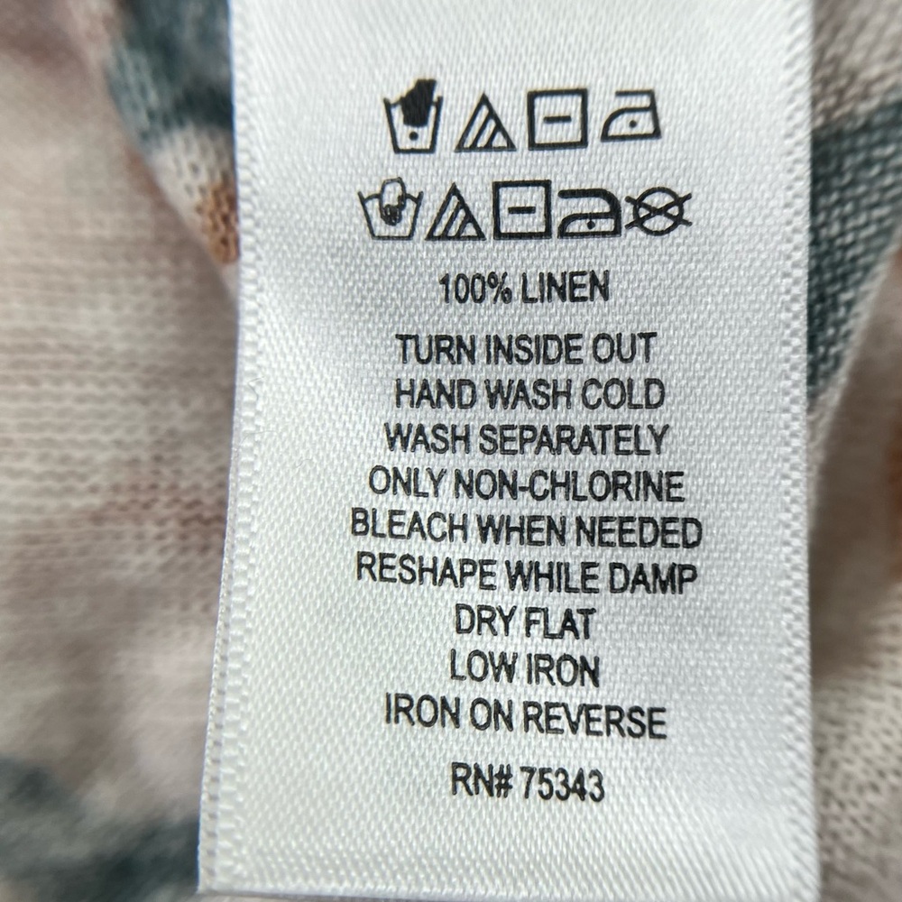 Rachel Zoe 100% Linen Floral Print Mid-Length Top | Size L - Picture 4 of 5